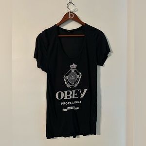Black Obey vneck blouse